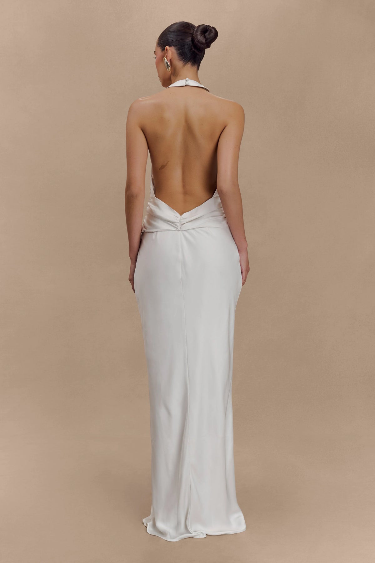 Rinna Satin Halter Maxi Dress Ivory