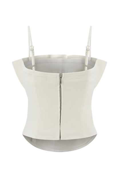 Cecilia Denim Frill Corset White