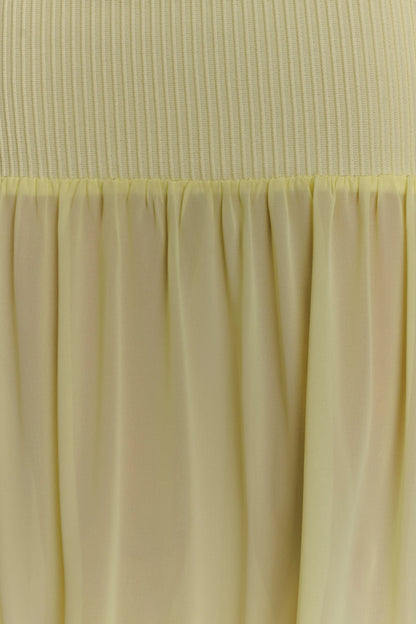 Haille Knit Chiffon Maxi Dress Lemon