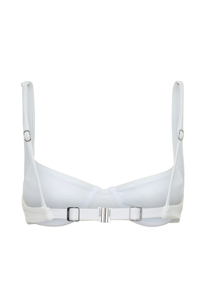 Abra Underwire Apex Bikini Top White Textured Fabric