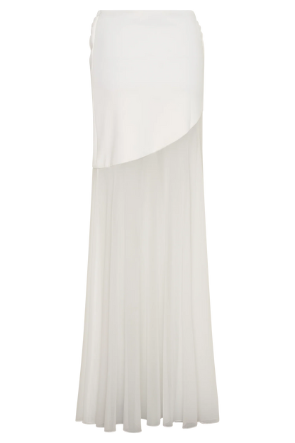 Portia Scuba And Mesh Maxi Skirt White