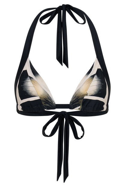 Fern Triangle Bikini Top Ivory Oversized Floral Print