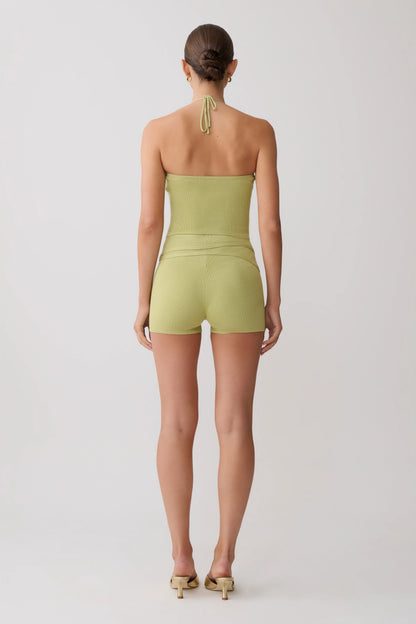 Dimitri Knit Halter Top With Hardware Light Olive