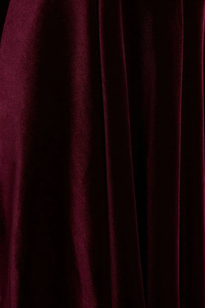 Mina Burgundy Velvet And Satin Bandeau Skater Mini Dress