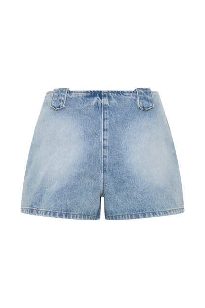 Erin Mid Rise Denim Shorts Washed Light Blue