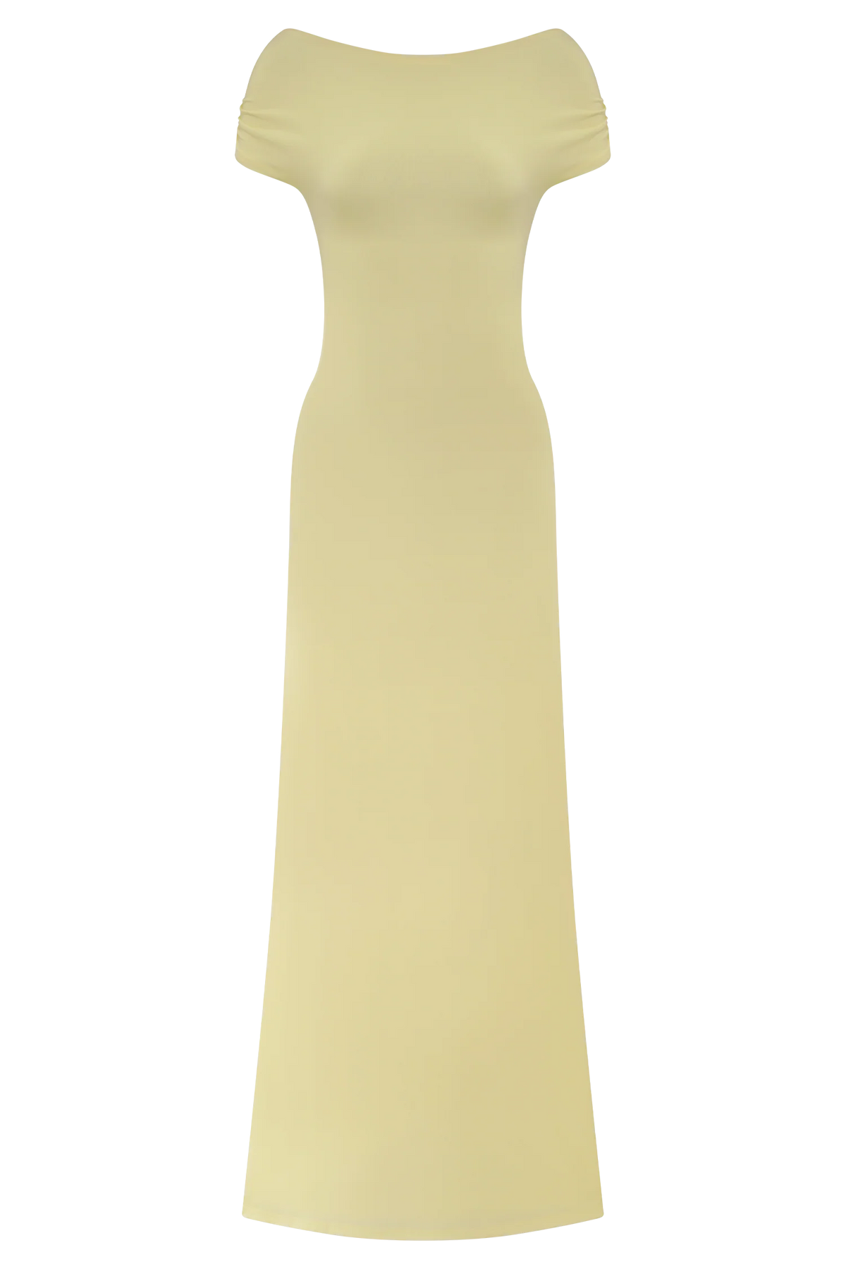 Imogen Off Shoulder Slinky Maxi Dress Lemon