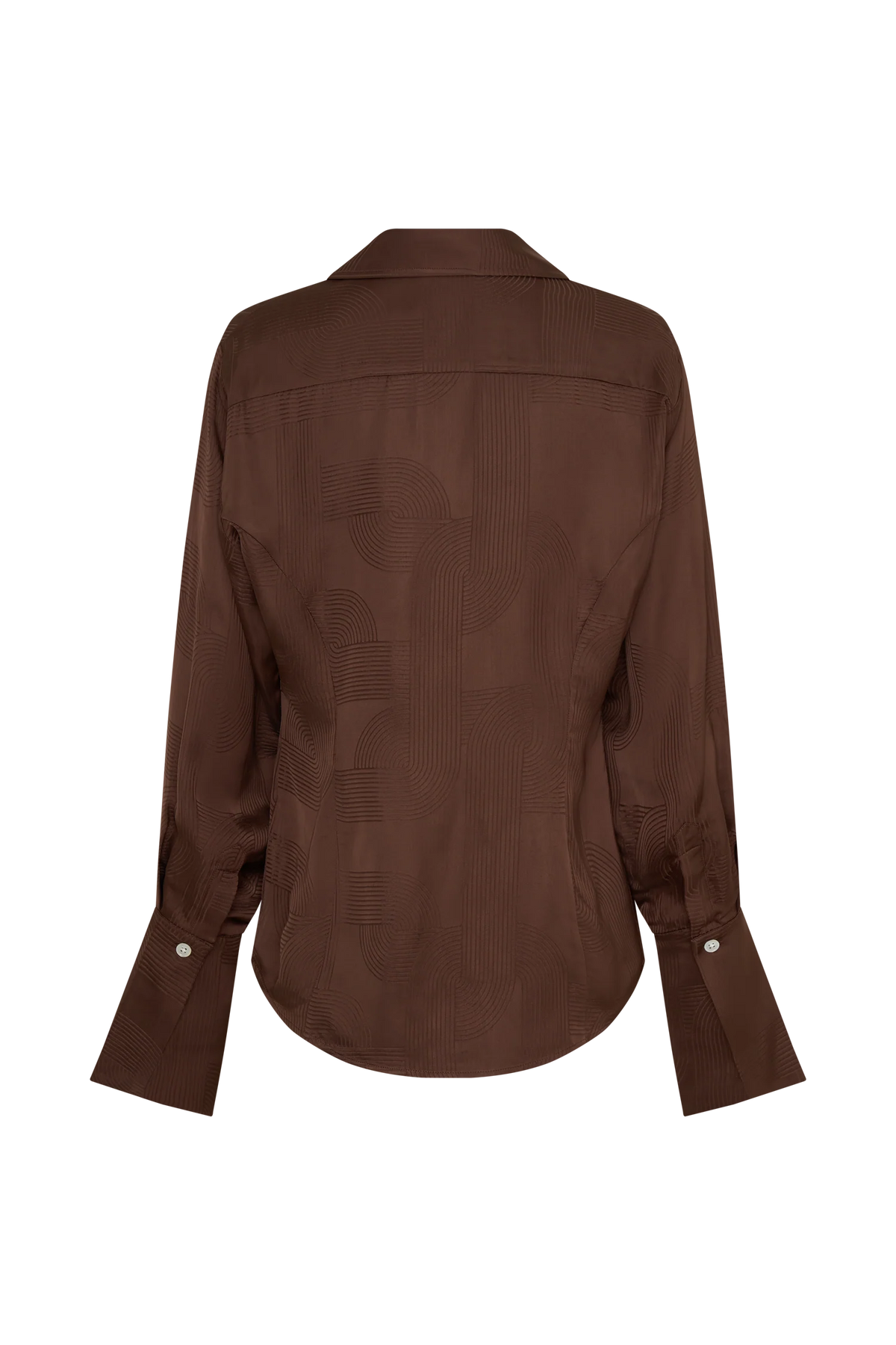 Gia Long Sleeve Satin Shirt Chocolate