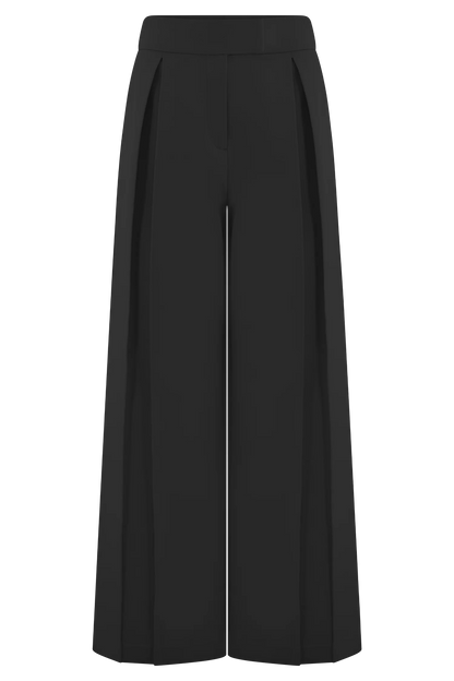 Raya Mid Rise Wide Leg Linen Pant Black