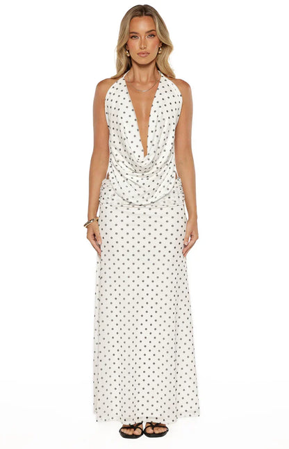 Rozie White Polka Dot Mesh Top