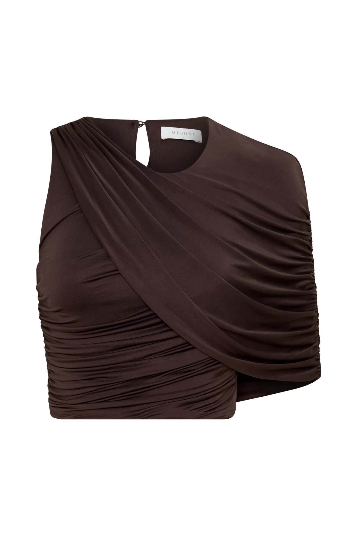 Adrienne One Shoulder Slinky Top Chocolate