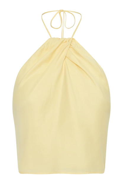Juliana Cupro Halter Sleeveless Top Butter