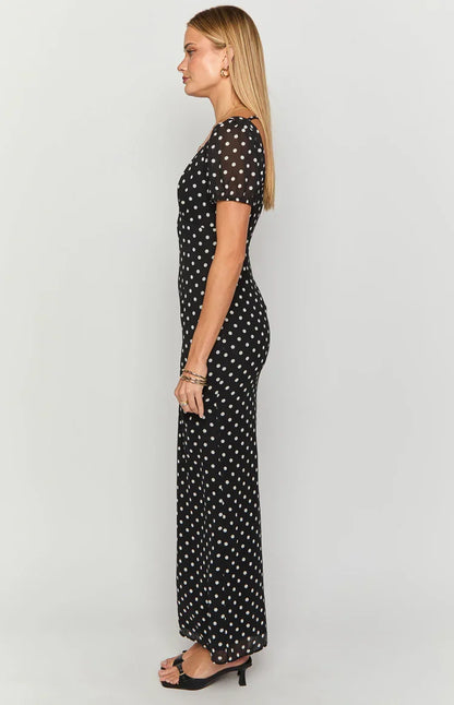 Lovella Black Polka Dot Maxi Dress