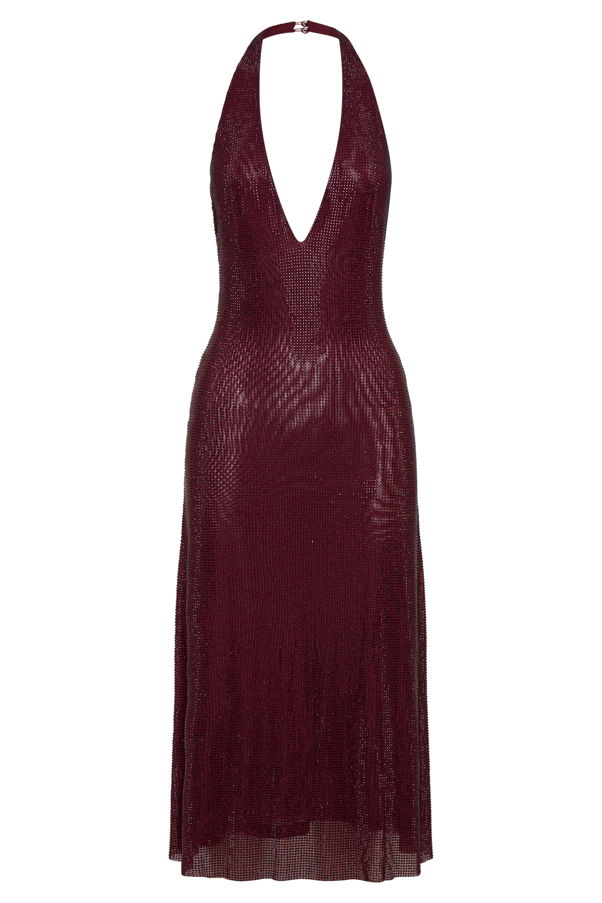 Genie Diamante Halter Midi Dress Mahogany