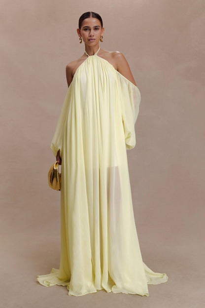 Janni Chiffon Maxi Dress With Hardware Lemon Lime