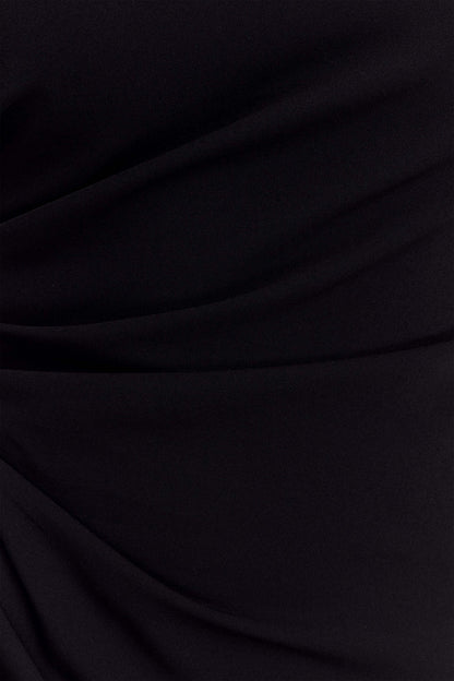Adalyn One Shoulder Crepe Maxi Dress Black