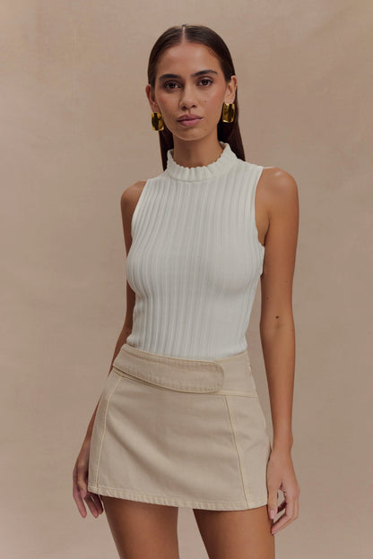 Oona Turtle Neck Knit Top Ivory