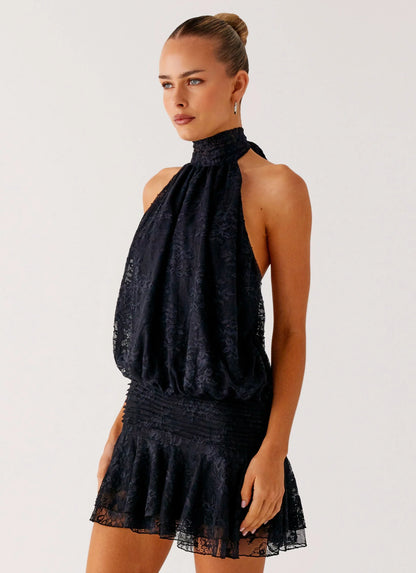 Willow Lace Mini Dress Black Lace