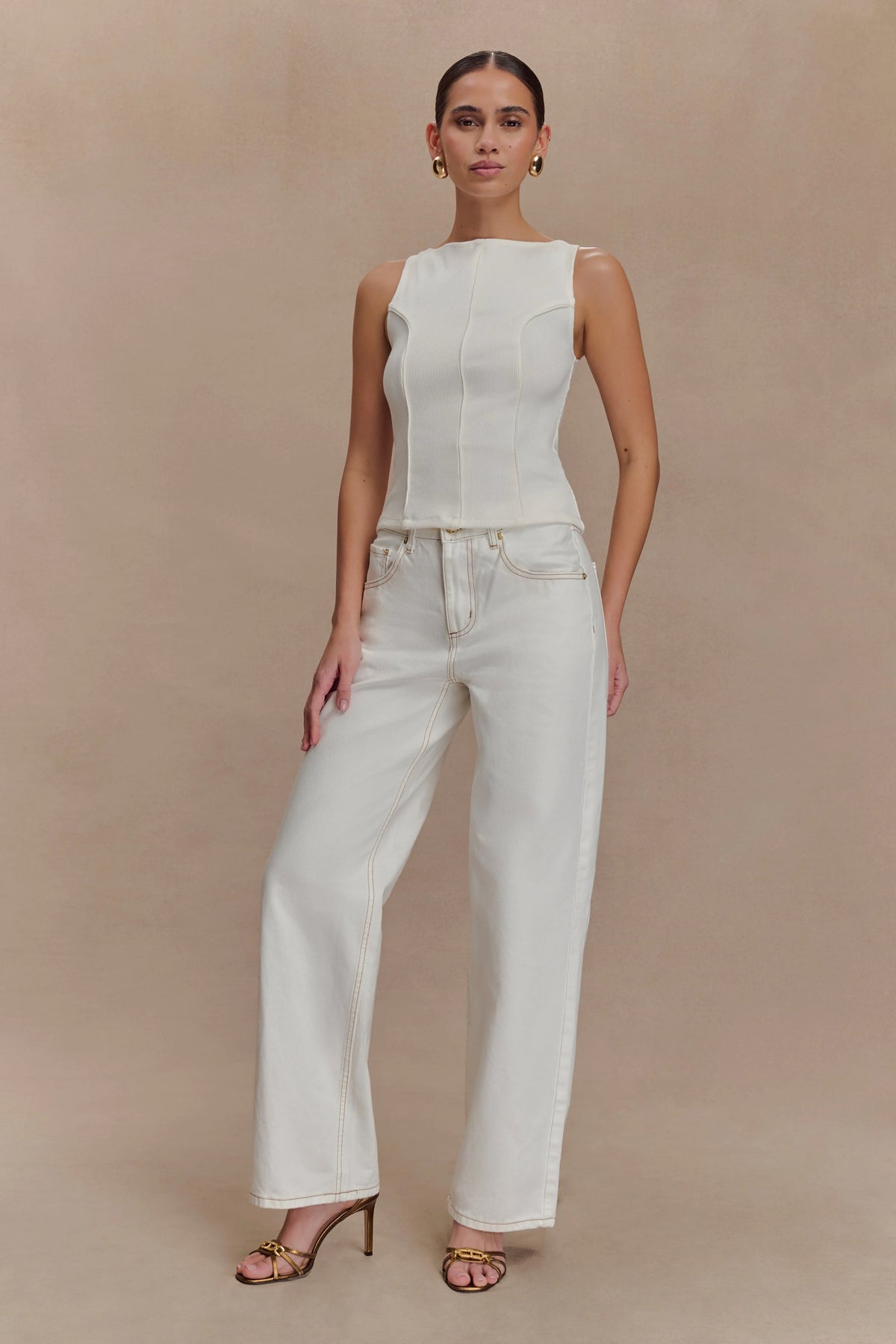 Coraline Panelled Sleeveless Top White