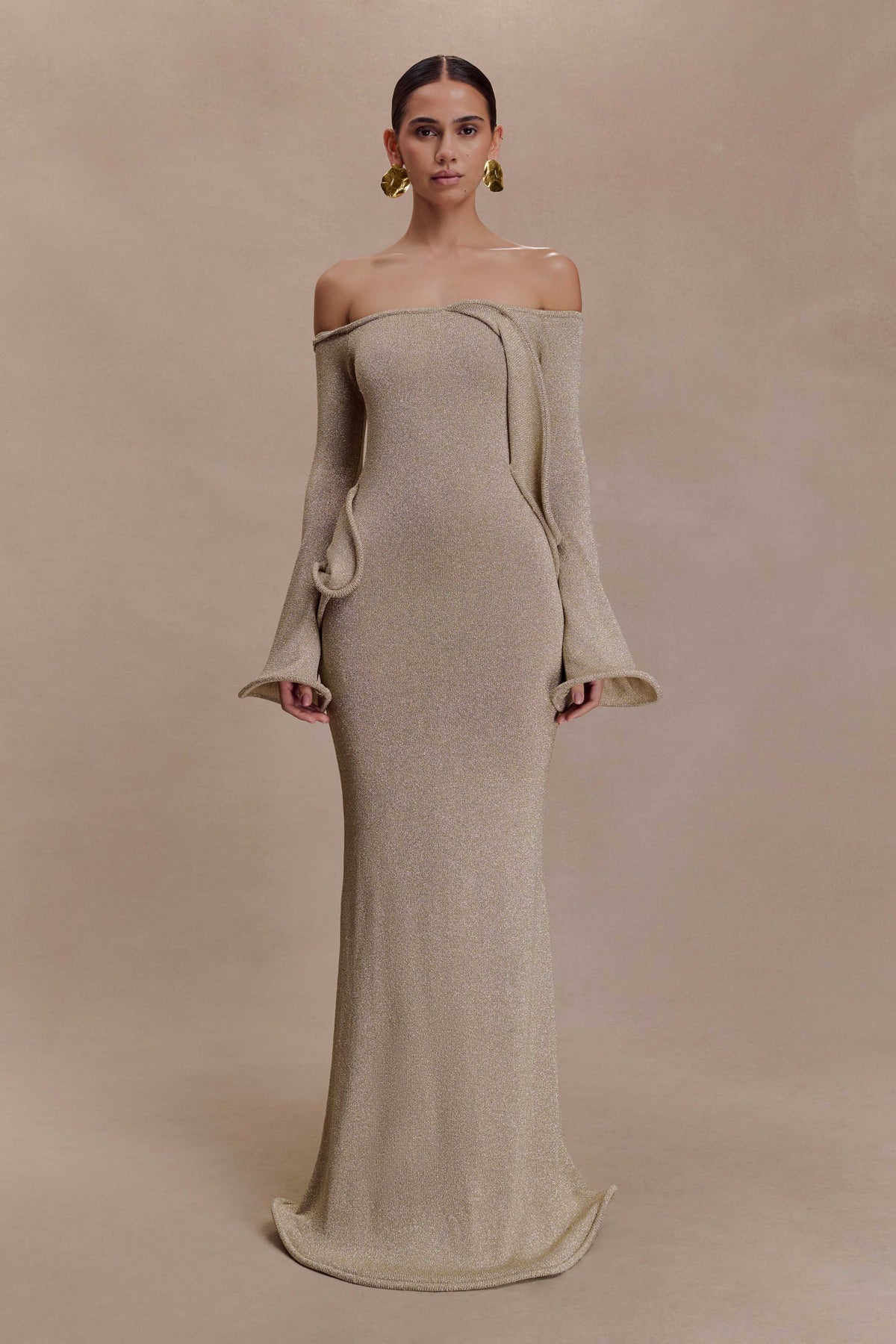 Sandrine Lurex Knit Maxi Dress Gold