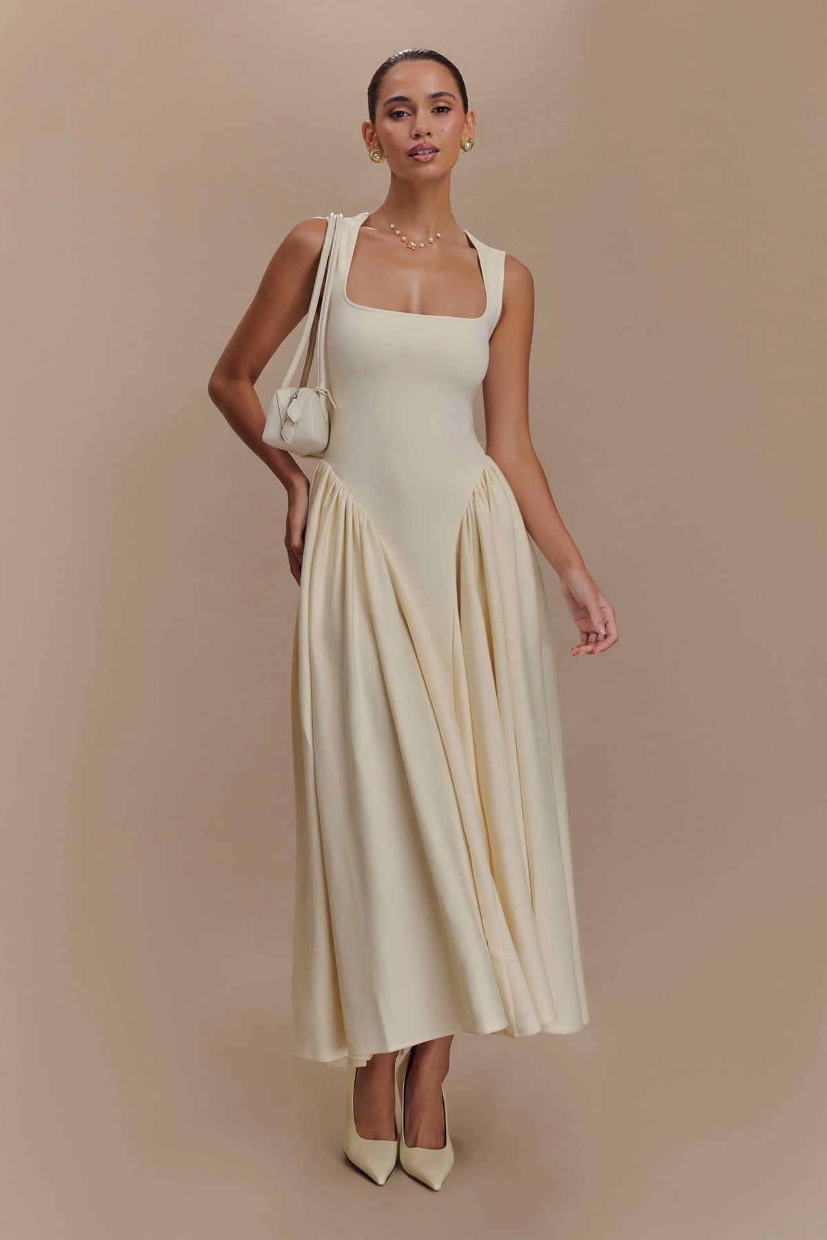 Sharon Scuba Jersey Midi Dress Ivory