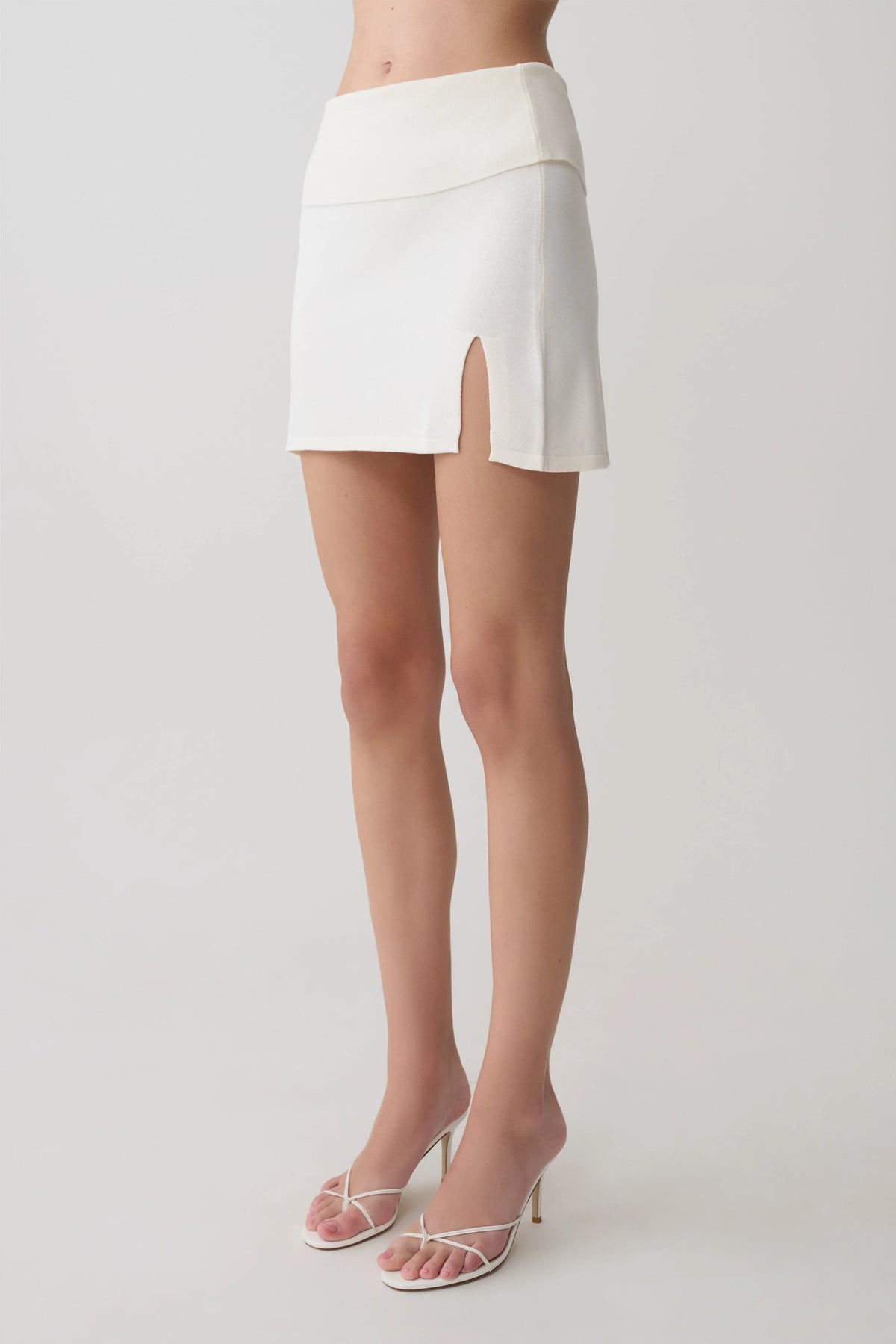 Misty Mid Rise Knit Mini Skirt Ivory