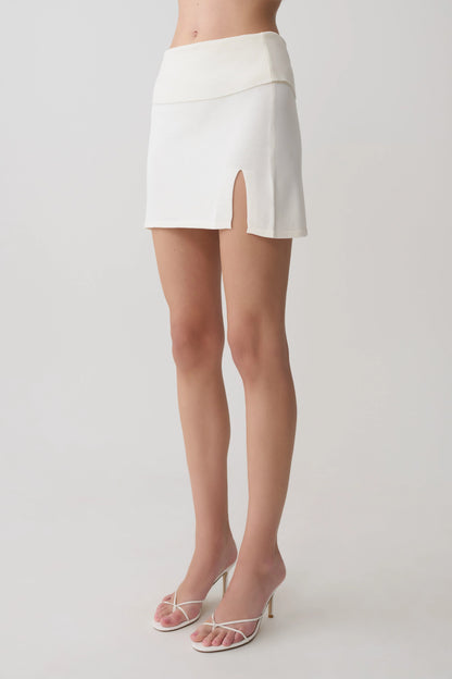 Misty Mid Rise Knit Mini Skirt Ivory