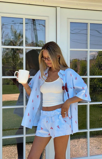 Alexea Lobster Print Pajama Shorts