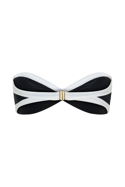 Briar Strapless Bikini Top Black White
