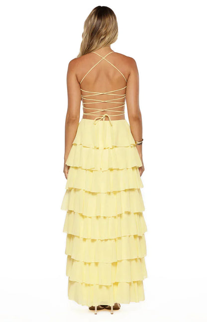 Georgie Yellow Ruffle Maxi Dress PRE ORDER