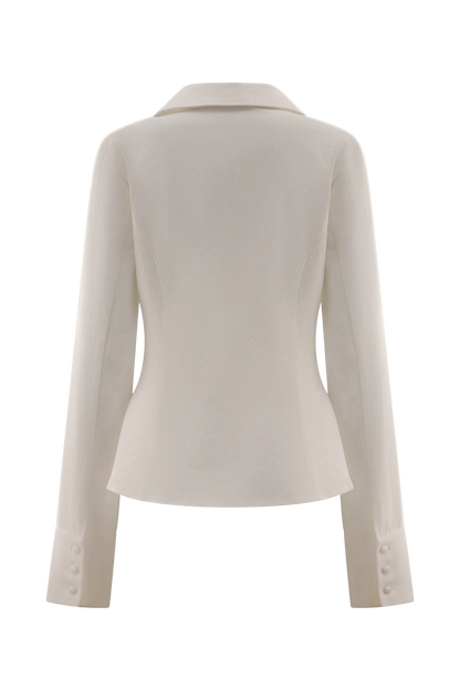 Annalee Cotton Beaded Tie Shirt White
