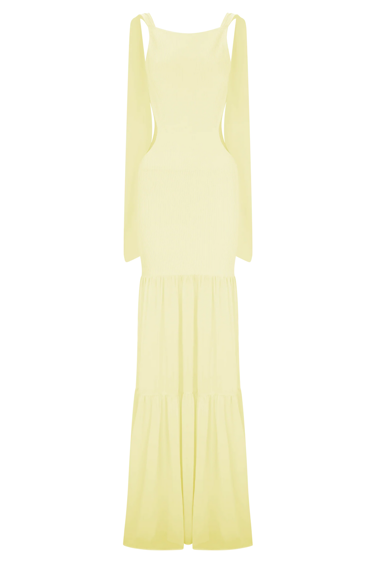 Haille Knit Chiffon Maxi Dress Lemon