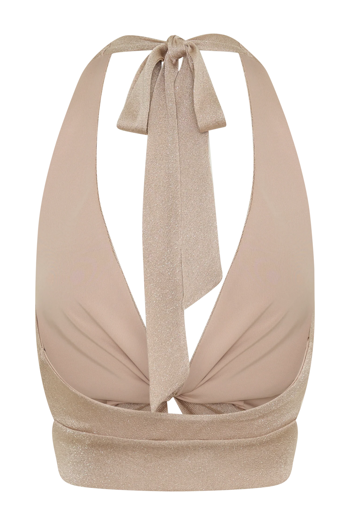 Nola Draped Lurex Halter Top Gold