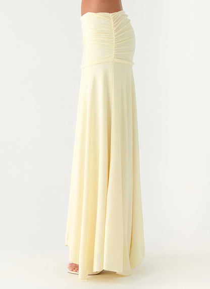 Liana Ruched Maxi Skirt Yellow