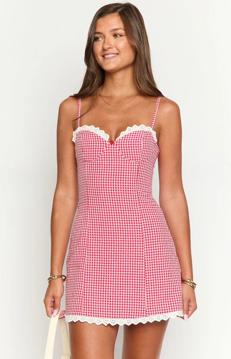 Cutie Pie Red Gingham Mini Dress