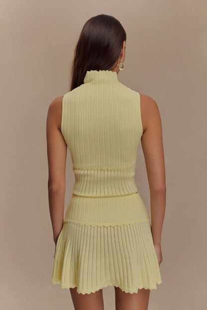 Indy Pointelle Knit Mini Skirt Lemon