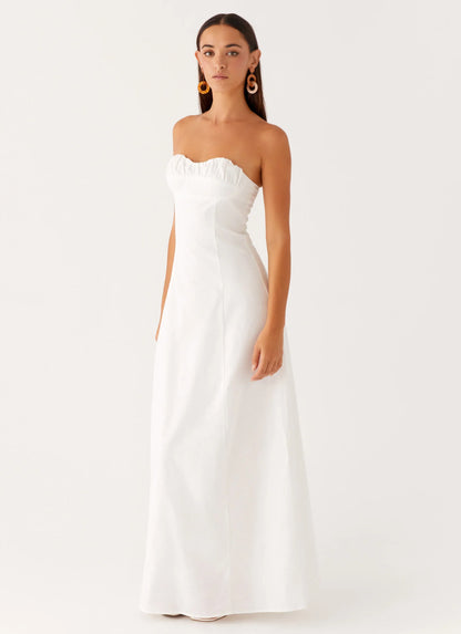 Tayla Linen Maxi Dress White