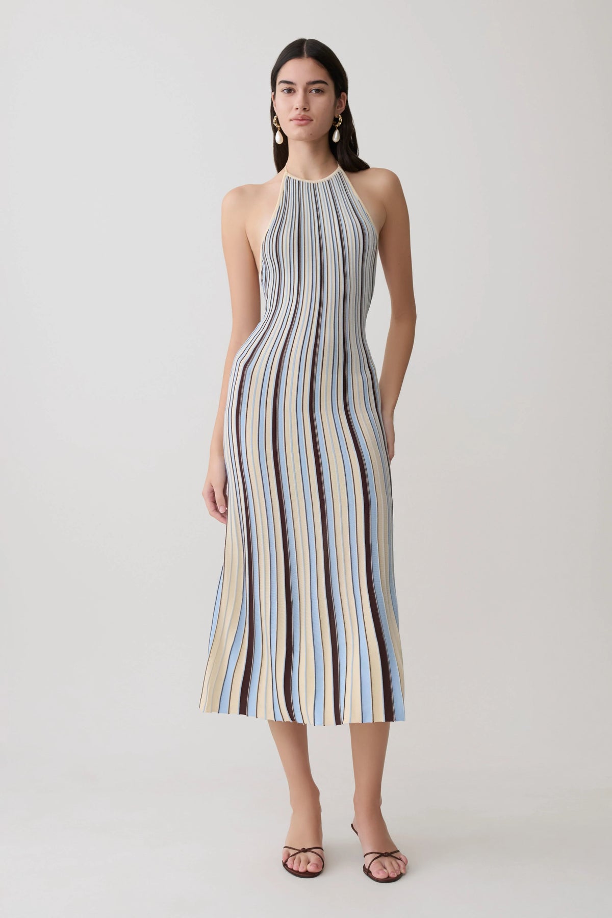 Dalani Halterneck Knit Midi Dress Blue Chocolate