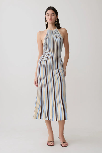 Dalani Halterneck Knit Midi Dress Blue Chocolate