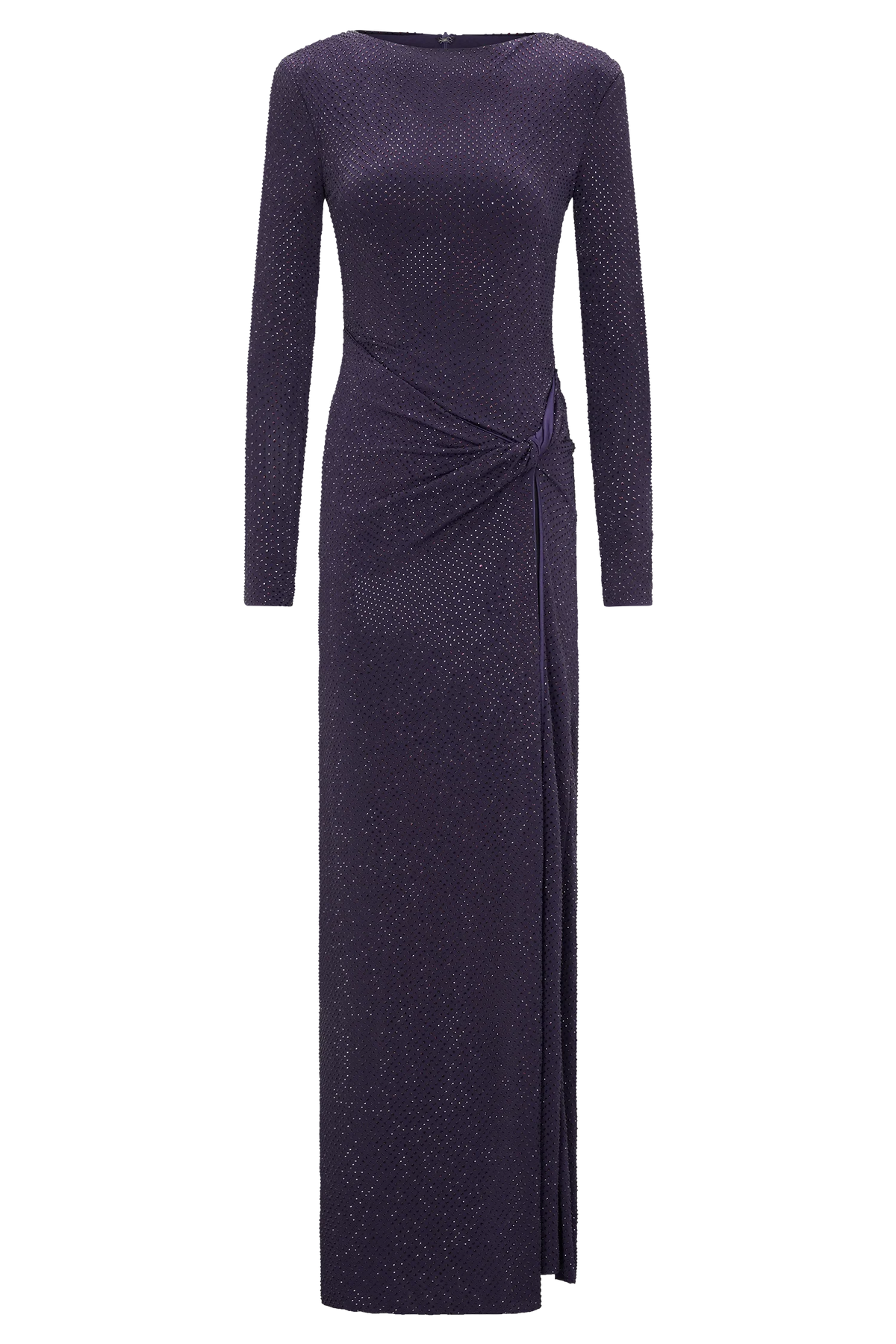 Deanna Long Sleeve Diamante Maxi Dress Purple