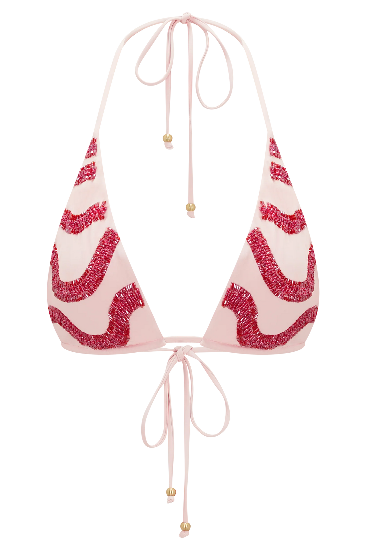 Robyn Beaded Triangle Bikini Top Pink