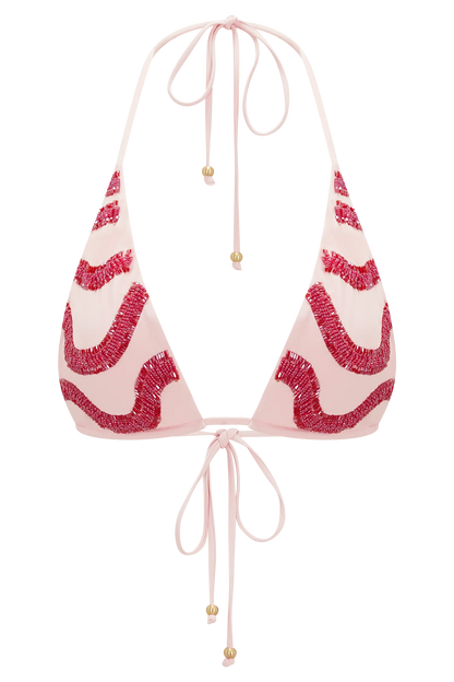 Robyn Beaded Triangle Bikini Top Pink