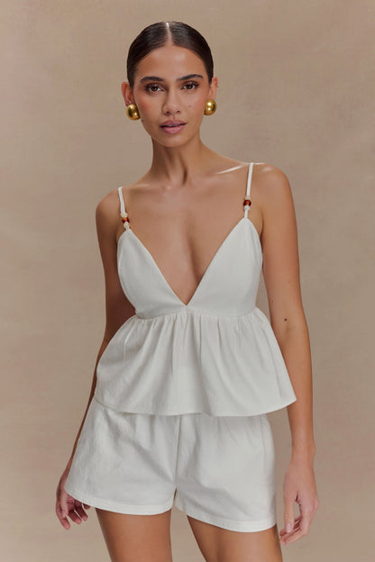 Janayia Cotton Beaded Top White