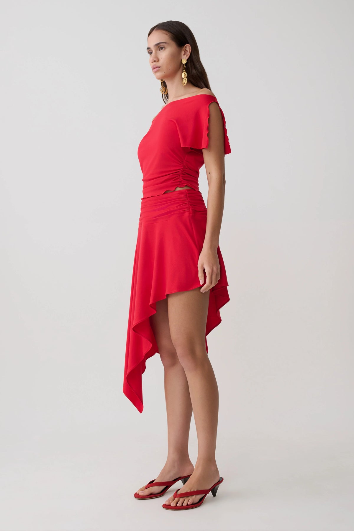 Talise Modal Hankie Midi Skirt Red