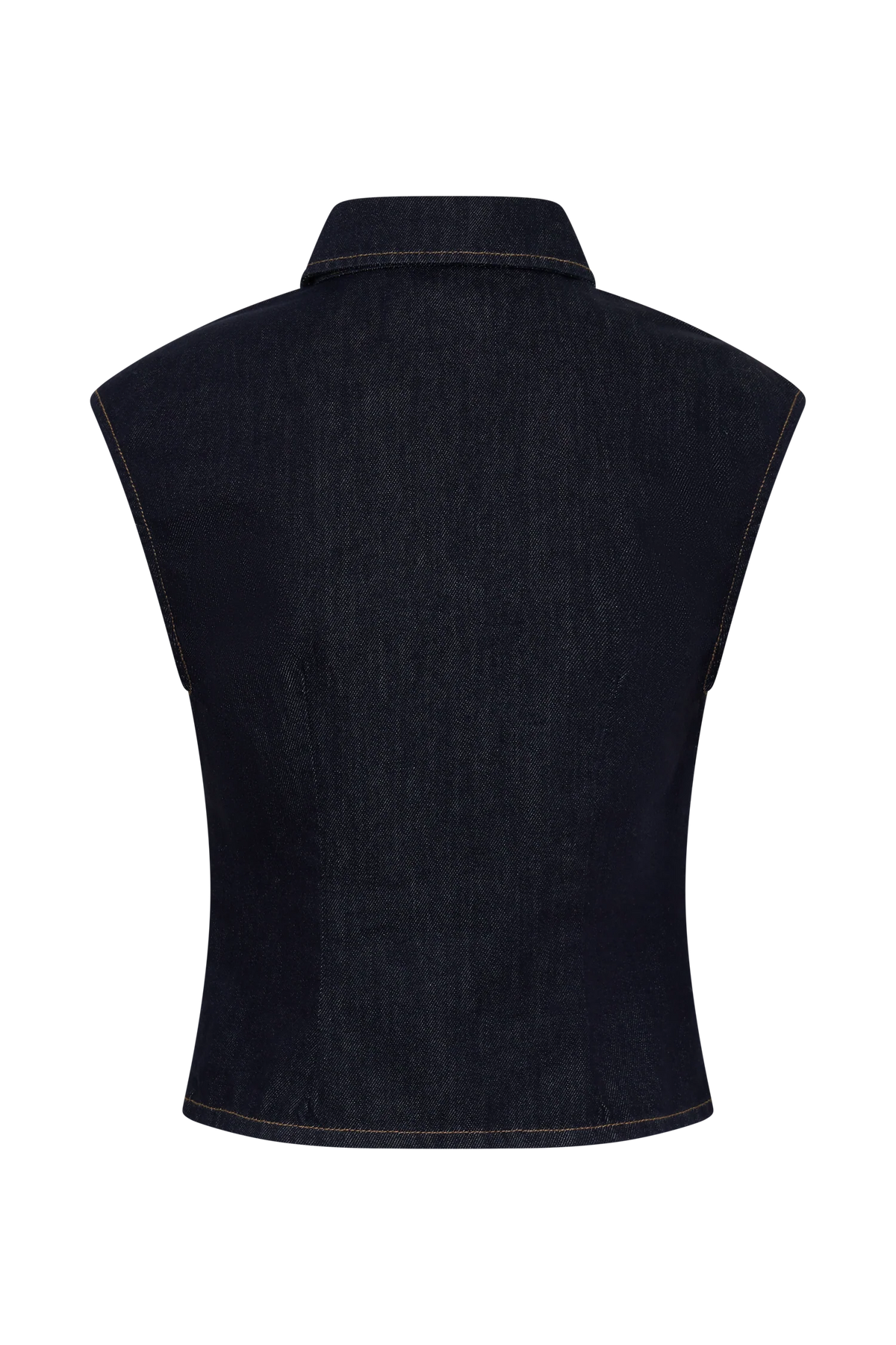 Jeremy Collared Denim Longline Top Washed Indigo Blue