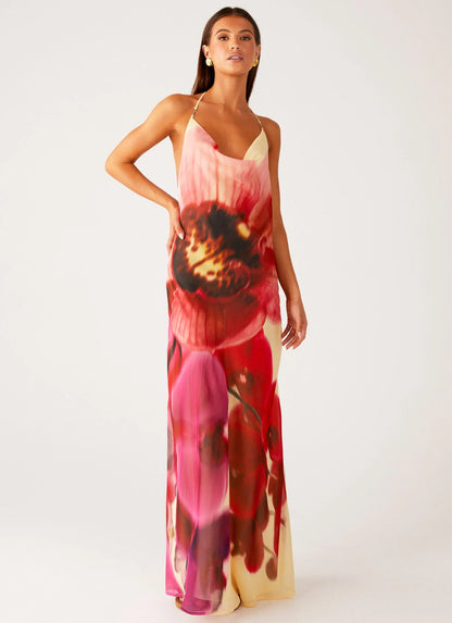 Morning Crush Cowl Maxi Dress Yellow Bloom