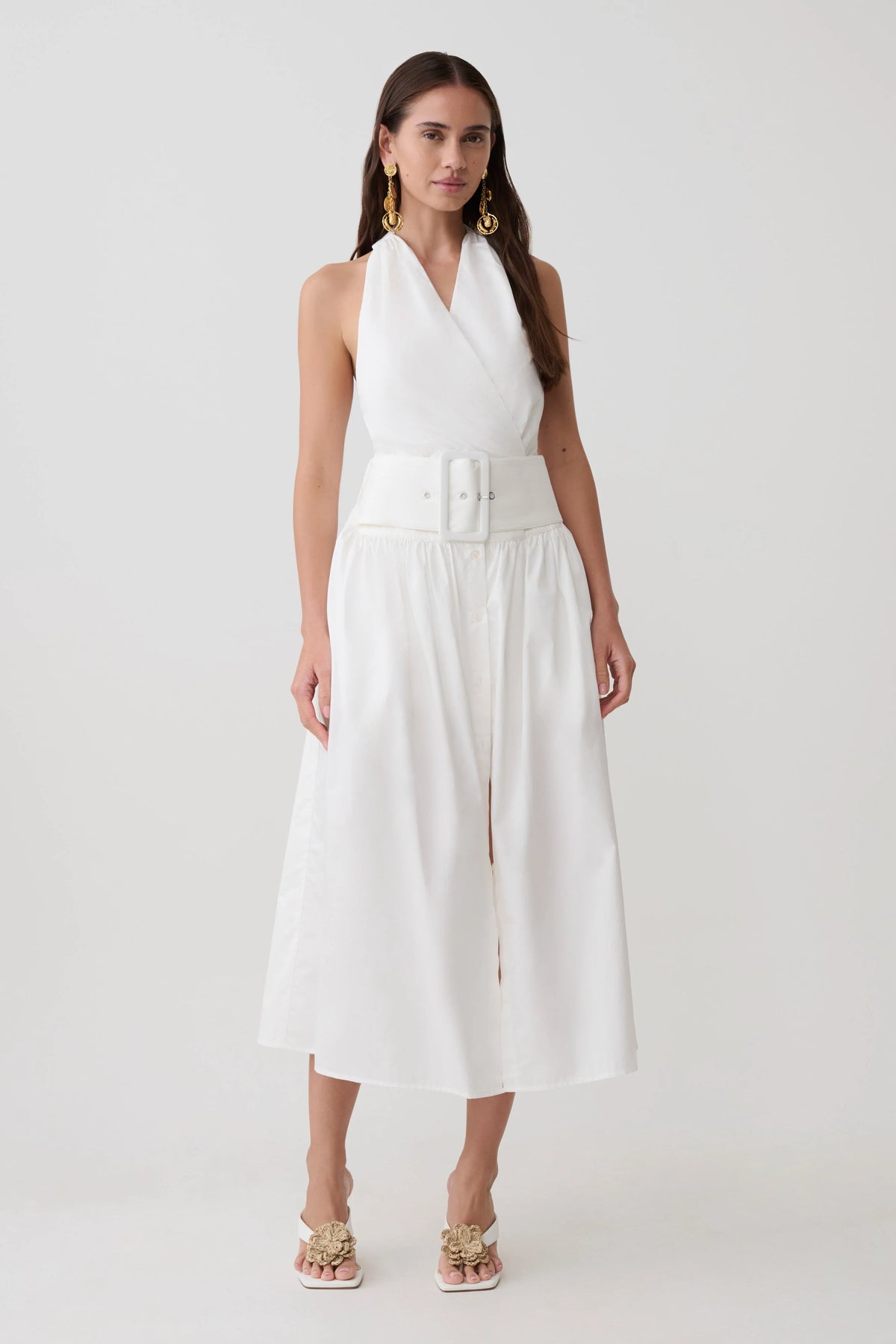 Emery Multi Wear Cotton Midi Dress White