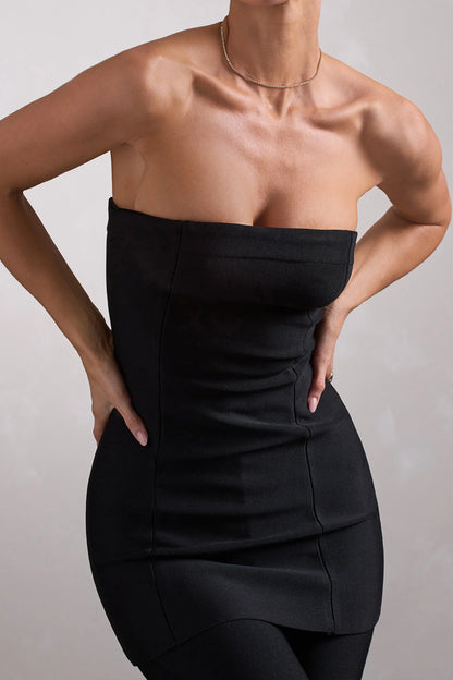Rylee Black Bandage Strapless Longline Top