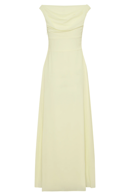 Mabel Off Shoulder Chiffon Maxi Dress Lemon