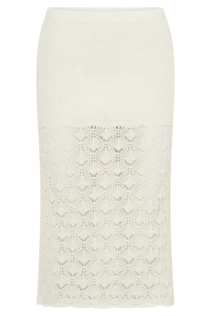Atlantis Crochet Knit Midi Skirt White