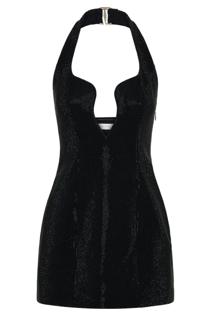 Raina Diamante Halter Mini Dress Black